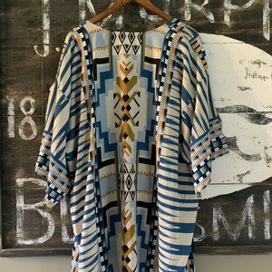 New Boho Western Kimono Maxi Long Duster Folk Cardigan Aztec